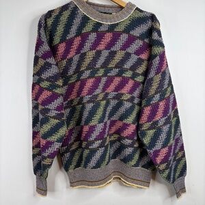 VTG Colours Alexander Julian Sweater M Rainbow Cosby Eclectic Grandpa Retro 90s